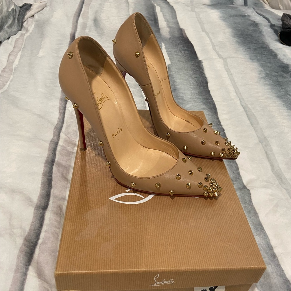 Christian Louboutin Degraspike 120 Nude Pumps